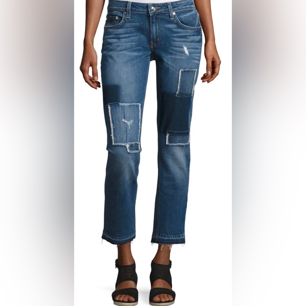 10 Crosby Derek Lam Mila Patchwork Cropped Jeans New without Tags Size 27